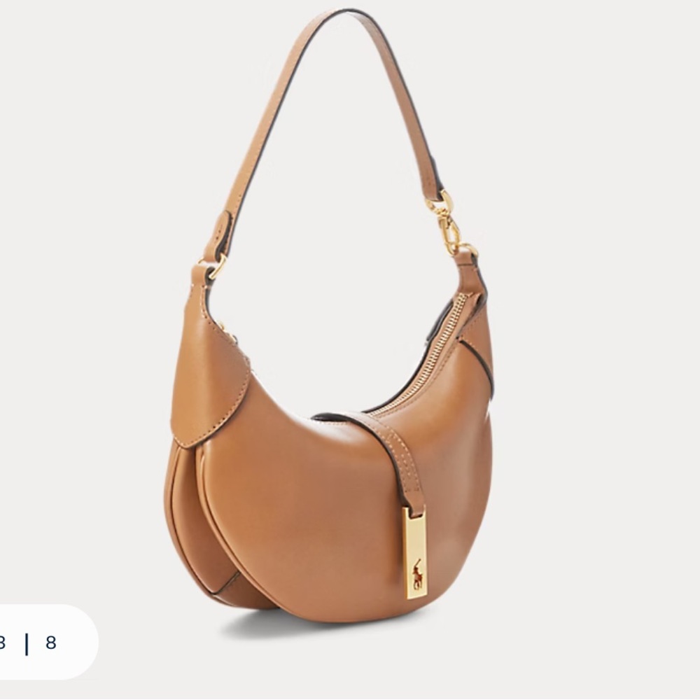 Polo by Ralph Lauren Tan Calfskin Crescent Shoulder Bag